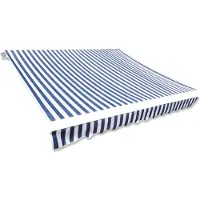 The Living Store Markisenbespannung Canvas Blau & Weiß 350x250 cm