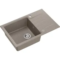 Quadron Spülbecken 1-Becken Spüle | Größe: 78 x 50 x 20 cm | PETER 111 | Küchenspüle Granitspüle aus GraniteQ mit Siphon | Soft Taupe