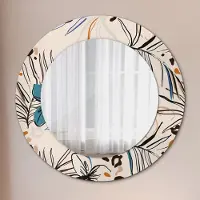 Wallfluent Ø60cm Modern Spiegel - Wandspiegel Wandmontage- Schlafzimmer - Blumen mit Dschungel Muster