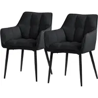 ML-Design 2x Esszimmerstuhl aus Frotteestoff, Schwarz, mit dickem gepolsterter Sitz