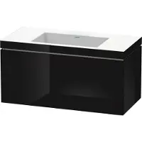 Duravit L-Cube c-bonded Set wandhängend, 1 Auszug, ohne Überlauf, ohne Hahnloch, 1000x500x480mm, LC6918N4040, Farbe: Schwarz Hochglanz Lack