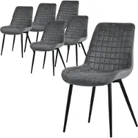 ML-Design Esszimmerstühle 6er Set, Anthrazit, Sitzfläche aus Samt mit schwarzen Metallbeinen, Küchenstühle mit Rückenlehne