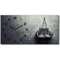 Tulup Wanduhr aus Glas – 60x30 cm - Glasbild - Glasuhr - Gehärtetes Glas - schwarze-zeiger - Boxhandschuhe