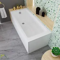 ECOLAM Badewanne 180x80 cm TAMI Rechteck + Acrylschürze Acrylwanne Sanitäracryl weiß Ablaufgarnitur Viega Füße Silikon Set