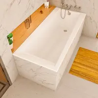 ECOLAM Badewanne 160x75 cm LINDA Rechteck Acrylwanne Acryl Sanitäracryl weiß + Ablaufgarnitur Automatik Viega Füße Silikon Set
