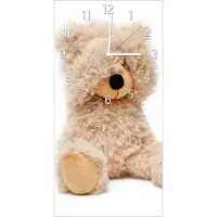 Wallario Design Wanduhr bedruckt, Größe 30 x 60 cm, Motiv: Süßer Teddybär