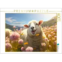 CALVENDO Fröhliches Schaf auf der Blumenwiese - Foto-Puzzle', 1000 Teile, 1000 Stück(e), Tiere
