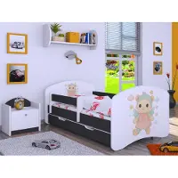 BDW , Kinderbett mit Matratze, Lattenrost, Schublade, LABU, Graphit, 190x90