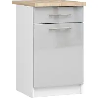 Akord Küchenschrank OLIWIA S50 Weiß 50 cm Metallisch Hochglanz B50xH85xT46 cm