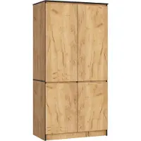 Akord Kleiderschrank S90 Eiche Craft 90 cm 4 Türen 4 Regalböden B90xH180xT51 cm