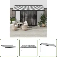 The Living Store Markise Einziehbar Anthrazit und Weiß 4,5x3 m Stoff & Aluminium
