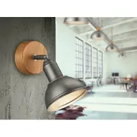Meine Wunschleuchte LED Retro Wandstrahler innen Metall Lampenschirm für Wohnzimmer & Flur Silber