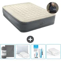Intex Luftbett - 2 Personen - 152 x 203 x 46 cm - Grau - Inklusive Pumpe - Spannbettuch - Küssen - Reperaturset en Kissenschutz