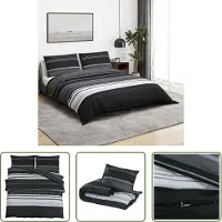 The Living Store Bettwäsche-Set Schwarz und Weiß 240x220 cm Baumwolle