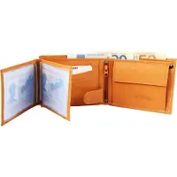 Excellanc Echtleder Geldbörse Querformat 12x9,5x2 cm mit Münz-, Scheinfächern und Ausweisfach