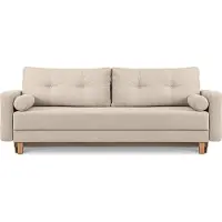 Konsimo Schlafsofa 3-Personen zeitloses Design mit weiche Sitzfläche und hohe Rückenlehne "ERISO", creme, Bouclé-Stoff, Scandinavian, 220x80x100cm