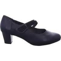 Jana Damen Pumps mit Riemen Mary Jane Vegan, Black Nappa, 39
