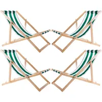 Woodok 4x Liegestuhl aus Buchenholz grüne Streifen