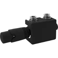 LuxeBath Ventil-Armaturen Set Multiblock Schwarz Universal Eck- und Durchgangsform mit Thermostatkopf für Badheizkörper mit Mittelanschluss, Hahnblock