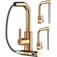 Granitan - Küchenarmatur - Spültischarmatur - ausziehbarer Auslauf - 360° schwenkbar - Gold - EBRO