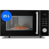 Medion Mikrowelle mit Grill und Heißluft, Airfryer & Heißluftfritteuse, 25 Liter, 900 W Mikrowellenleistung, Backofenfunktion, inkl. Air fryer Zubehör - Grillrack & Backteller - MD12231 hell grau