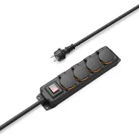 Hama Steckdosenleiste , schwarz, B:14cm H:38,5cm T:9,5cm, Kunststoff, Steckdosenleisten, Steckdosenleiste, IP44