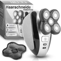 Retoo Elektrischer Glatzen Rasierer, Herrenrasierer Face & Body, Trimmer & Bodygroomer mit 5 Köpfen, Doppelklingen, für Nass- und Trockenrasur USB 5V,