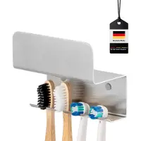 Bremermann Zahnbürstenhalter PUREZZA zum Kleben oder Bohren, Edelstahl matt