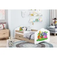 Happy Babies Kinderbett Mobi - Mit Matratze & Schublade und Rausfallschutz, 80x160, Mädchen & Jugendbett Jungen Kids Bed, Jugendbett für Bodentief Ausziehbett