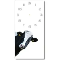 Tulup Wanduhr aus Glas – 30x60 cm - Glasbild - Glasuhr - Gehärtetes Glas -Eine gezüchtete Kuh