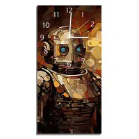Wallario Design Wanduhr bedruckt, Größe 30 x 60 cm, Motiv: Bildnis eines Roboters