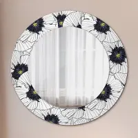 Wallfluent Ø60cm Modern Spiegel - Wandspiegel Wandmontage- Schlafzimmer - linear blumen zusammensetzung