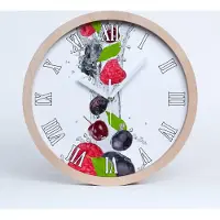 Tulup Holzuhr 20fi cm wanduhr - weiße Spitzen - Obst und Wasser