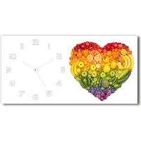 Tulup Wanduhr aus Glas – 60x30 cm - Glasbild - Glasuhr - Gehärtetes Glas - weisse-zeiger - Gemüse Herz