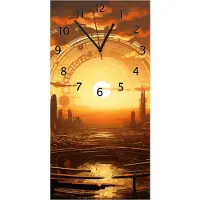 Wallario Design Wanduhr Sonnenportal in die Zukunft aus Echtglas, Größe 30 x 60 cm
