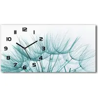 Tulup Wanduhr aus Glas – 60x30 cm - Glasbild - Glasuhr - Gehärtetes Glas - schwarze-zeiger - Löwenzahn Samen