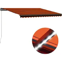 Syfax Markise Manuell Einziehbar mit LED 450x300 cm Orange & Braun