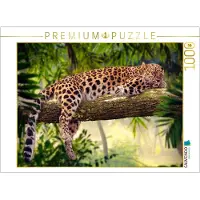 CALVENDO Puzzle Leopard mit Auszeit auf einem Baum | 1000 Teile Lege-Größe 64 × 48 cm Foto-Puzzle für glückliche Stunden