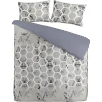 Padiro Bettwäsche-Set 2-teilig für 1 Person - 135 x 200 cm + 80 x 80 cm - Baumwollsatin - Grau - geometrisches Marmor-Muster - Wendedesign