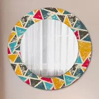 Wallfluent Ø60cm Spiegel - Glasrahmen mit Aufdruck - Wandspiegel Schlafzimmer - retro Komposition