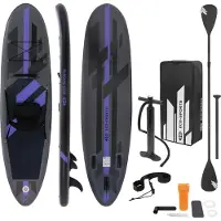 ECD-Germany Aufblasbares Stand Up Paddle Board Kajak Sitz, 320x82x15 cm, Schwarz, PVC, bis 120kg, inkl. Pumpe Tragetasche Zubehör