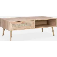 Sweeek - Couchtisch mit Rattan-Geflecht 110 x 59 x 39 cm - Natur