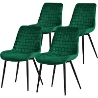 ML-Design Esszimmerstühle 4er Set, Dunkelgrün, Sitzfläche aus Samt mit schwarzen Metallbeinen, Küchenstühle mit Rückenlehne