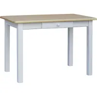 Koma Tools Weißer Tisch mit Schublade aus massivem Kiefernholz mit lackierter Tischplatte 110 x 80 cm