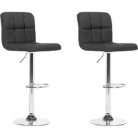 Beliani Trendy Barhocker 2er Set Schwarz Stoff Höhenverstellbar Retro-Optik
