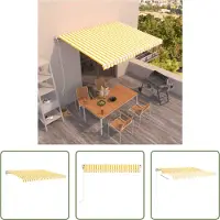 The Living Store Markise Automatisch Einziehbar 400x350 cm Gelb und Weiß
