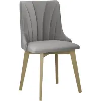 Mirjan 24 Stuhl Monti V Pik Muschel, Polsterstuhl aus Buchenholz, Stilvoll Wohnzimmer (Holzfarbe: Sonoma Eiche, Stofffarbe: Riviera 91)