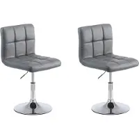 CLP 2er Set Lounger Palma V2 Mit Kunstlederbezug I 2 x Höhenverstellbarer Polsterstuhl Mit Rückenlehne, Farbe: grau