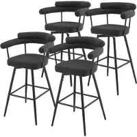ML-Design BARHOCKER 4er Set drehbar Dunkelgrau mit Teddy-Stoff 76 cm hoch