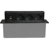 Plastrol HAND Einbausteckdose 3-fach Schuko USB-A USB-C Schwarz